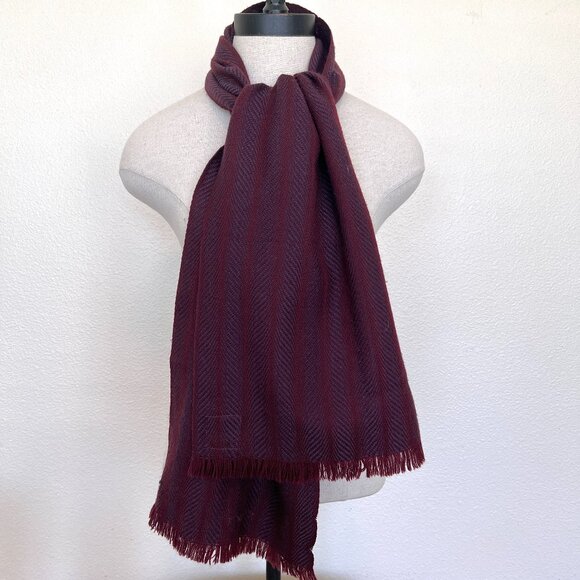 Lambswool Scarf - Ireland - Wine & Blue - Lisbeth Mulcahy - Picture 1 of 10